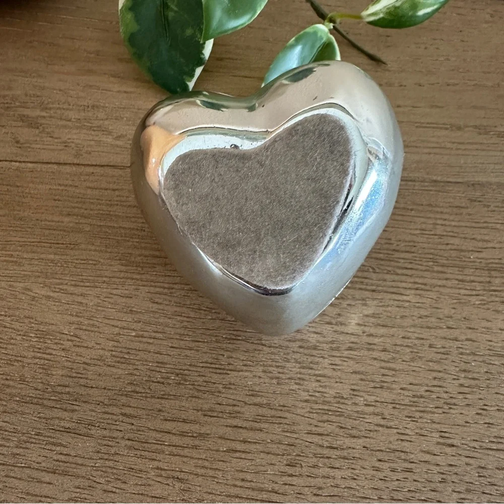 Silver Heart-Shaped Trinket Box with Lid